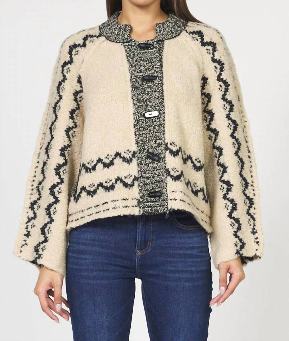 NEW DEAR JOHN DENIM luanna long sleeve cardigan in black/cream
